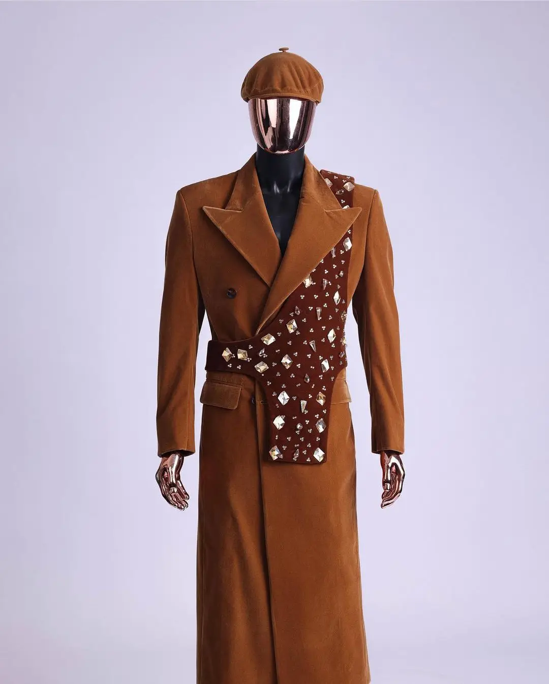 Бархатное длинное пальто мужские костюмы однобортные с заостренными лацканами