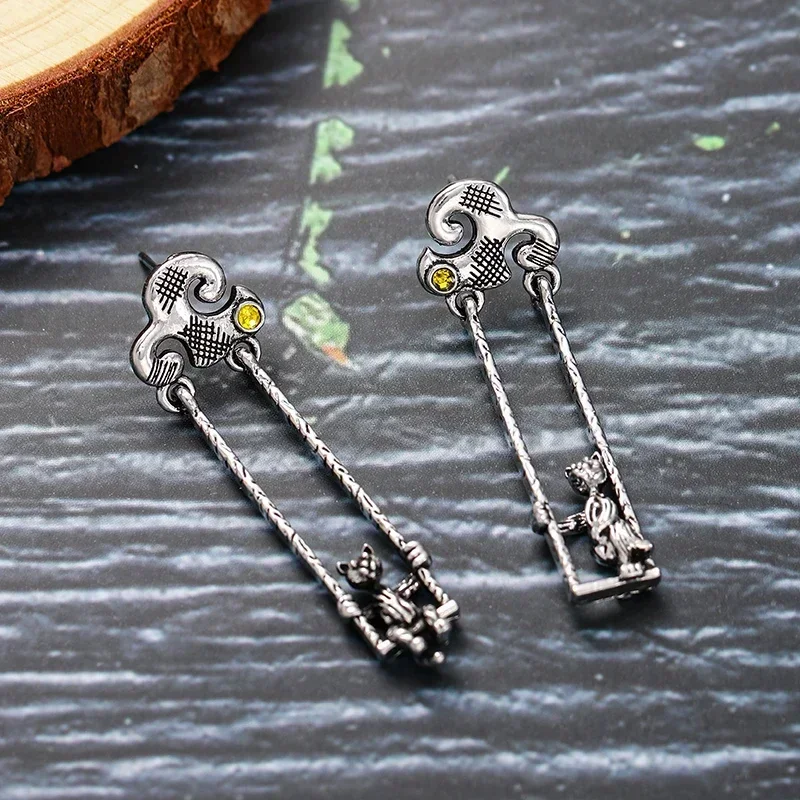 Креативные квадратные геометрические Подвесные серьги в виде кота для женщин