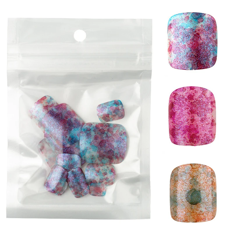 

24Pcs/Pack Water Ink Color Toe Tips False Nails Detachable Cover DIY Manicure Nail Art Decoration