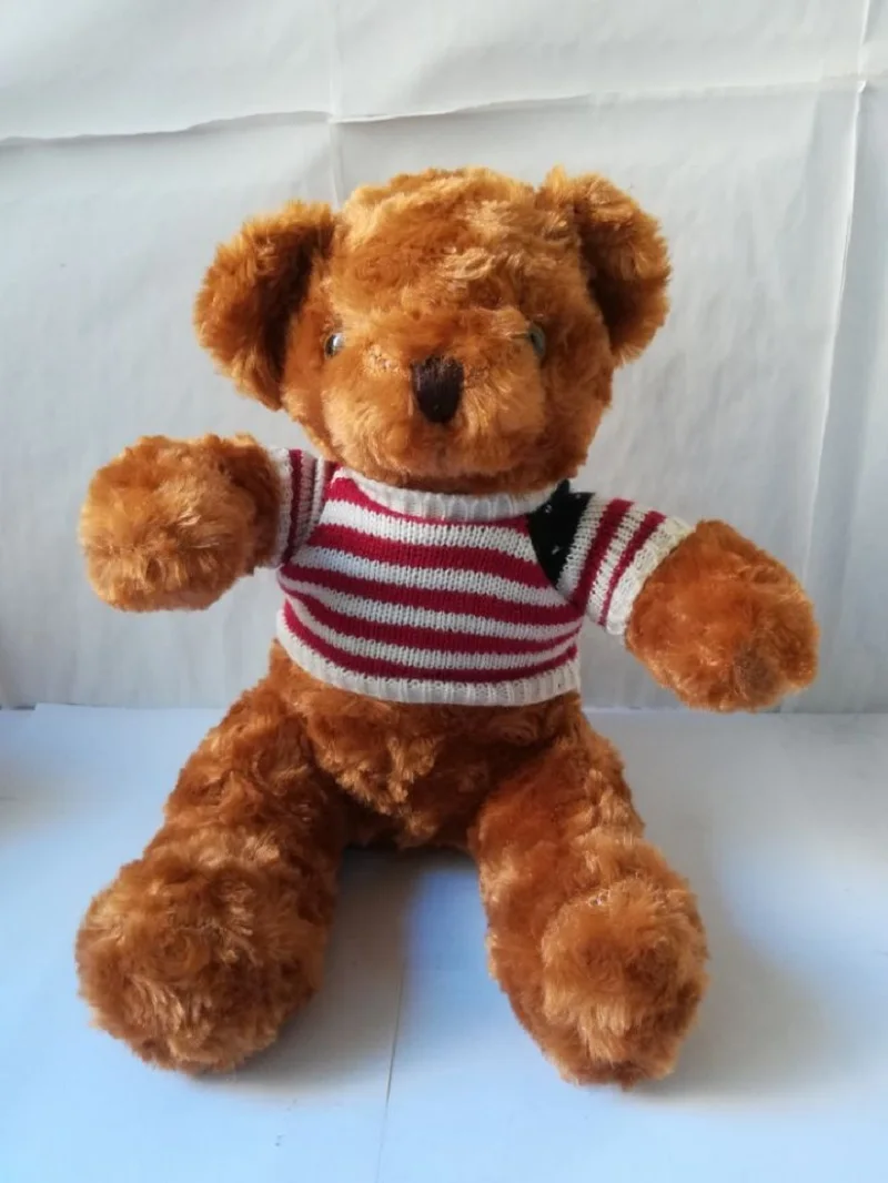 

Милая плюшевая игрушка Тедди около 28 см, свитер, пальто, коричневый медведь, мягкая кукла, детская игрушка, рождественский подарок h2709