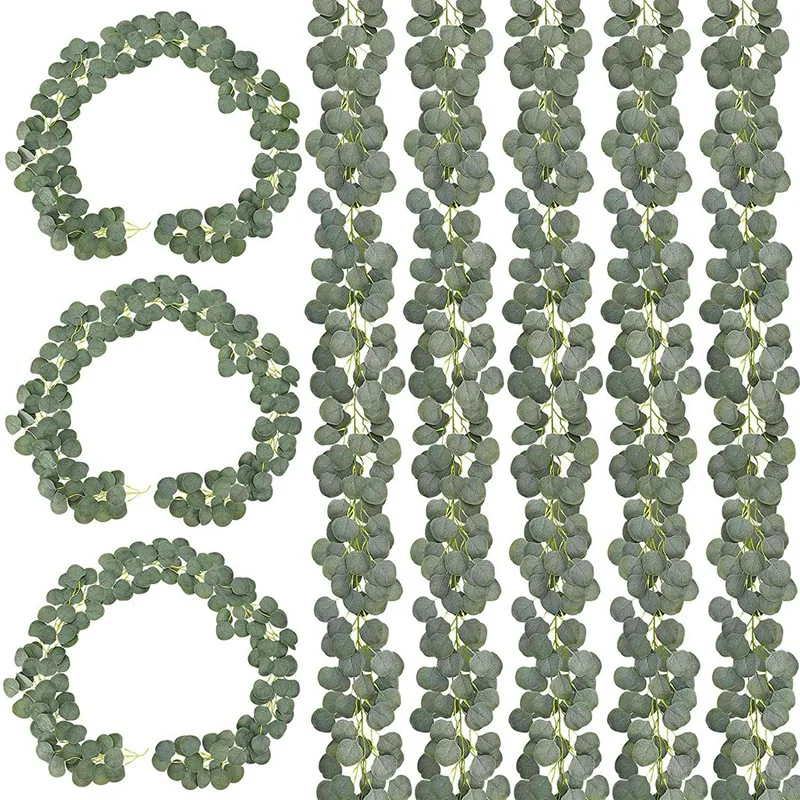 

8 шт. 48 футов искусственный эвкалипт гирлянда зелень искусственная гирлянда россыпью серебряные доллары листья эвкалипта виноградные раст...