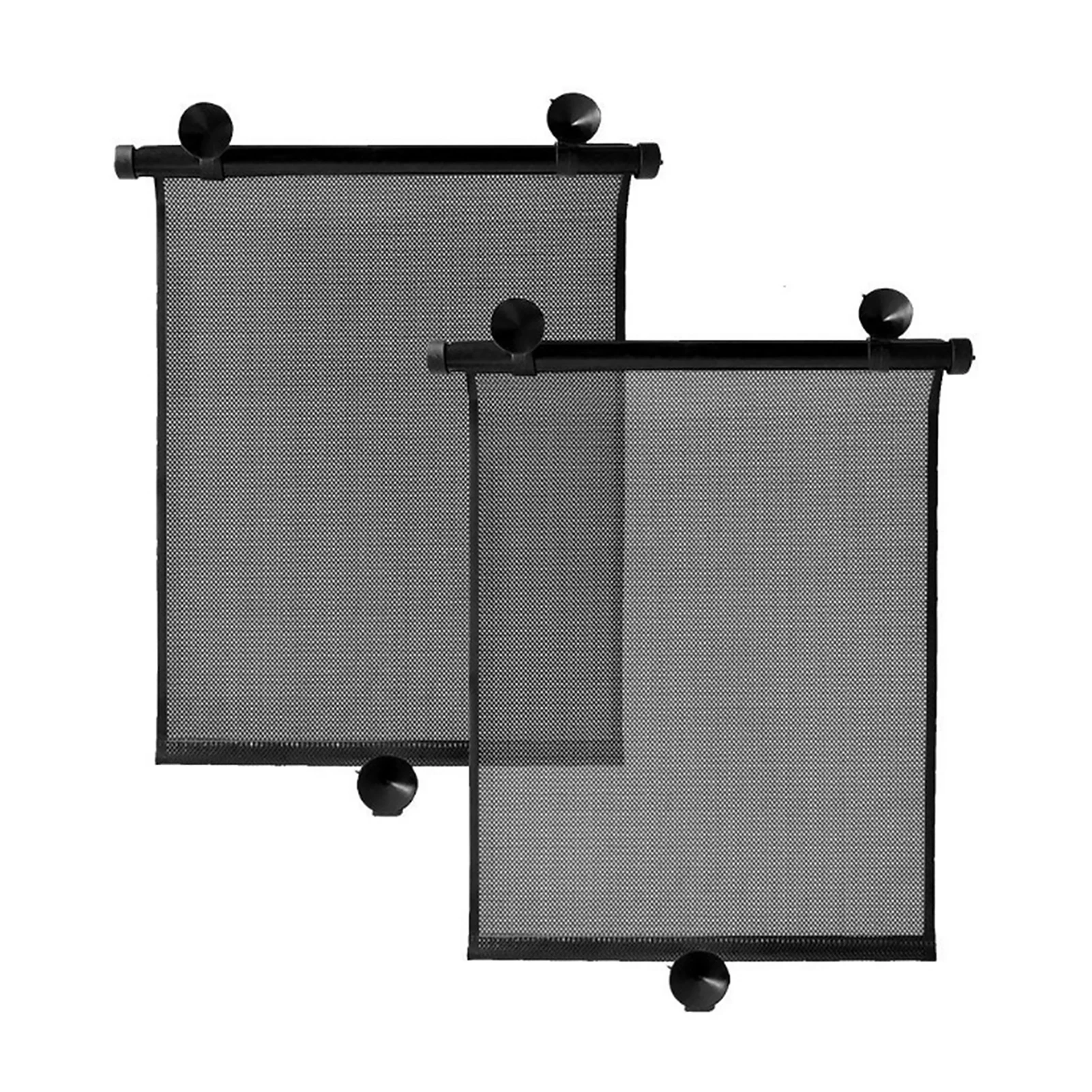 

1pair With Suction Cup Left Right Car Sunshade Mesh Roller Retractable Heat Shield Sun Blocking Side Window Auto UV Protection