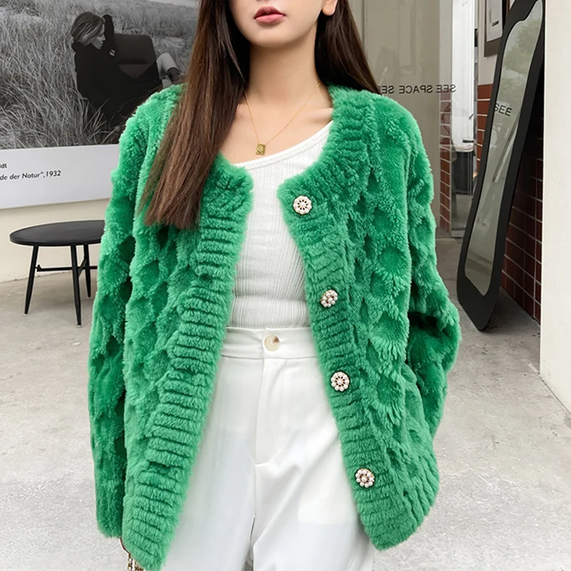 

Lamb Fur Coats Women Winter Overcoat Female High Quality Sheep Shearing Fashion Loose Warm Lamb Wool Jacket