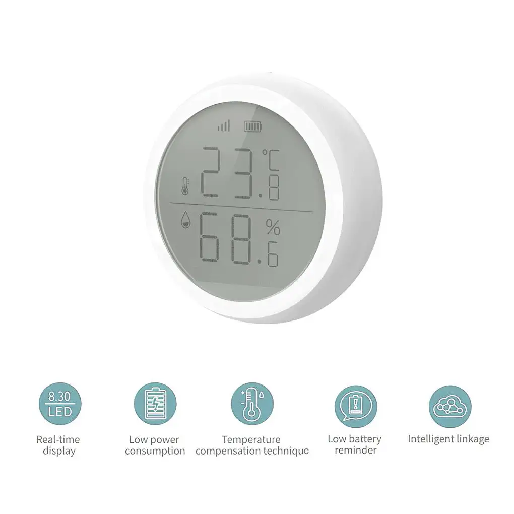 

Indoor Temperature and Humidity Meter Household Temperature and Humidity Gauge with LCD Display Compatible for Tuya App