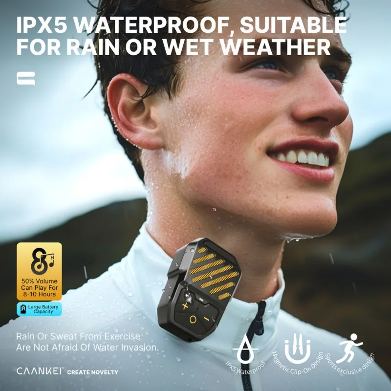 Портативная Bluetooth-колонка с креплением-клипсой, водонепроницаемая по стандарту IPX5, беспроводная колонка с TWS-стереосопряжением, длительным временем автономной работы для занятий спортом на открытом воздухе (art.: 3920da2e4f4fd) - 3920da2e4f4fd