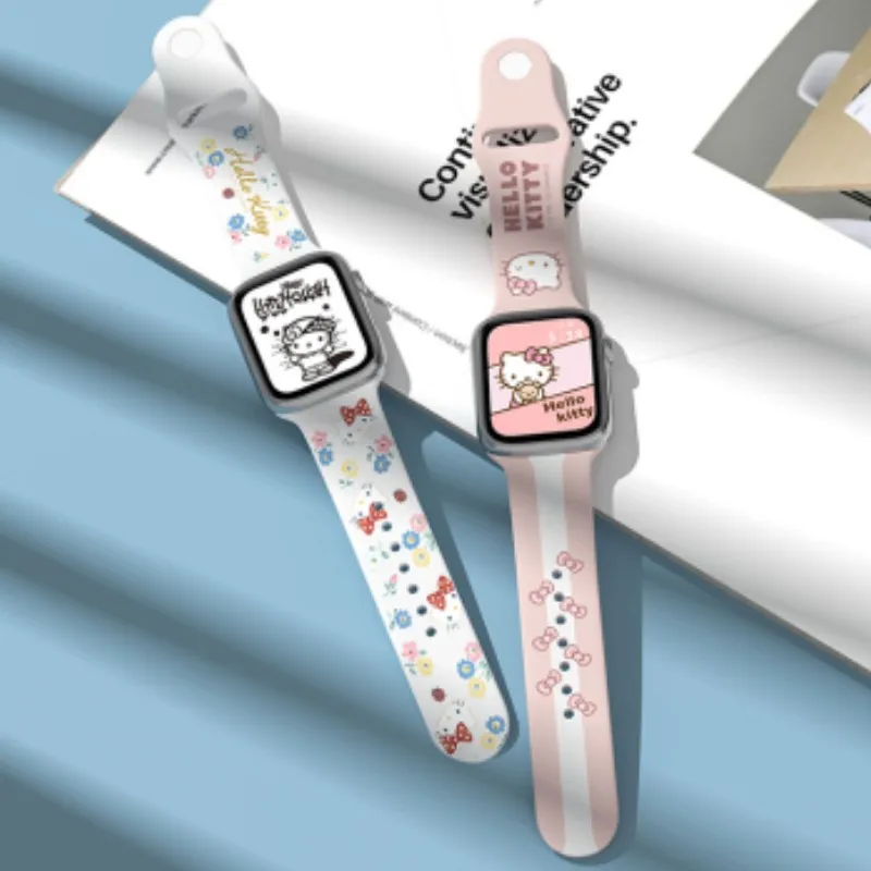 

Anime Sanrio Hello Kitty Apple Watch Watch Strap Suitable For Iwatch345 Generation Soft Skin Friendly Silicone Strap