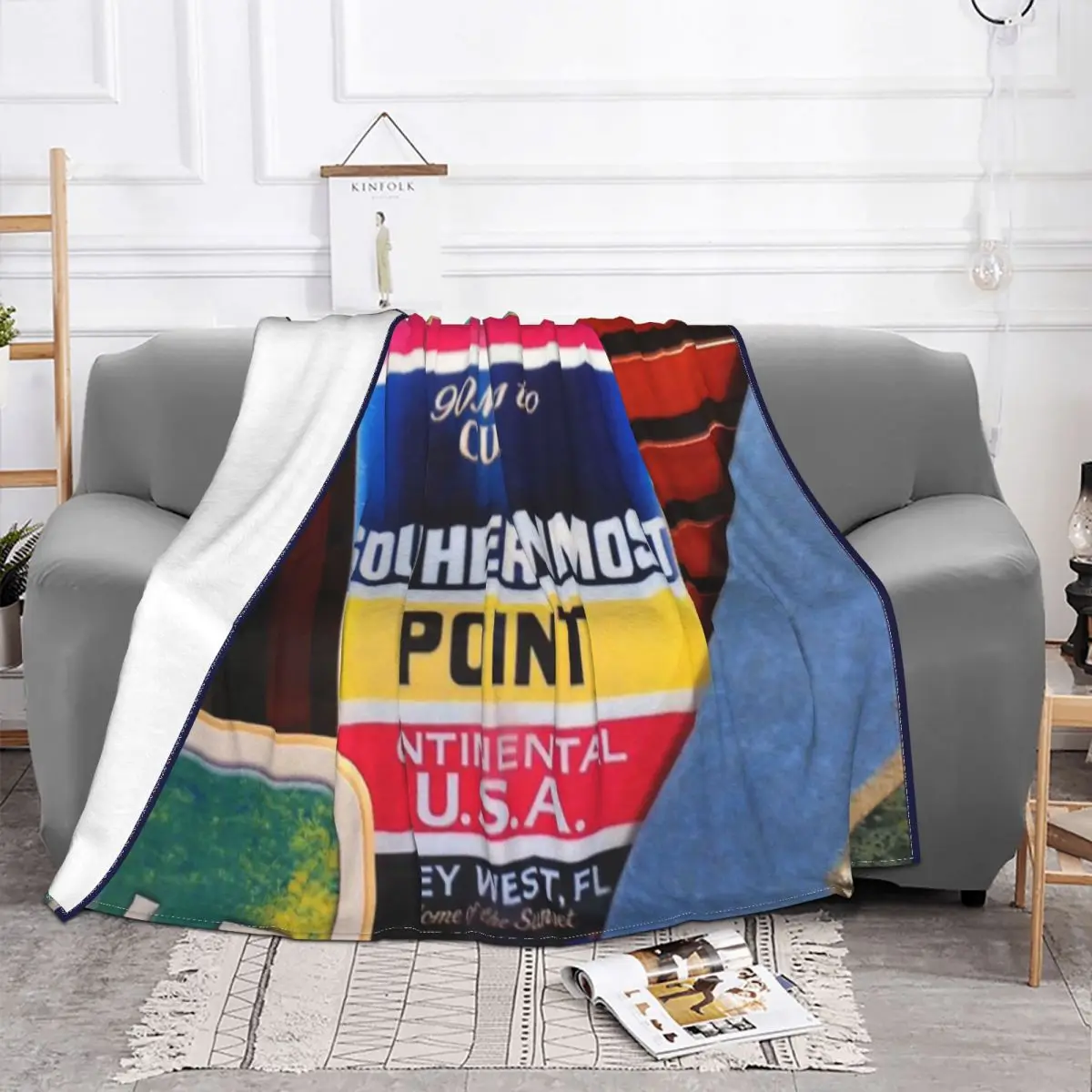 Самая южная точка цветной уличный знак Кей-Уэста одеяло покрывало на кровать