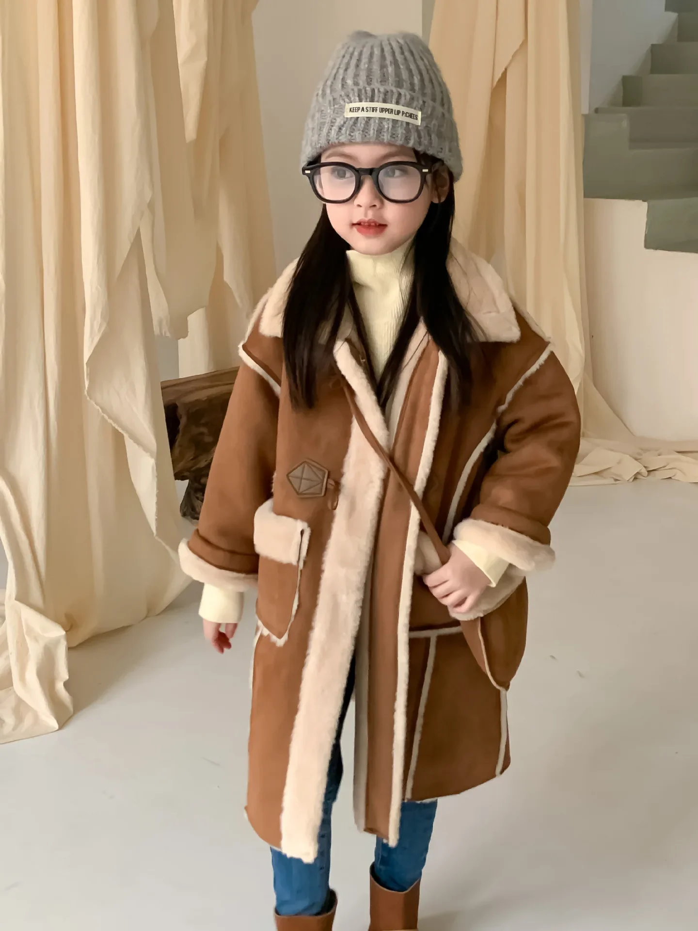 Пальто для девочек новинка 2024 зимняя детская одежда плотное длинное пальто в