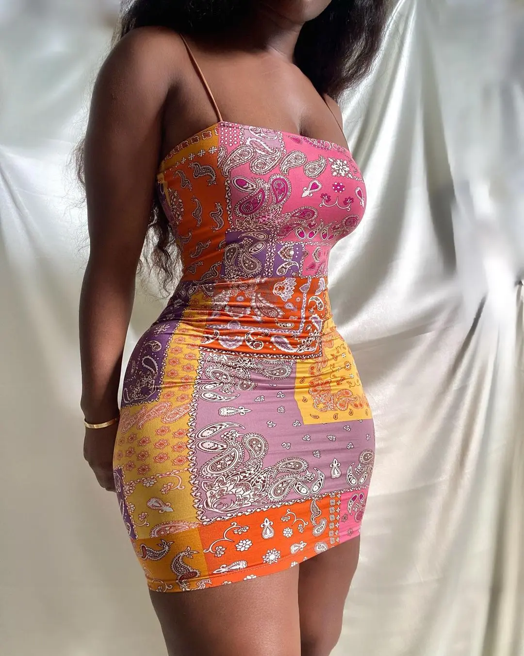 

New Bandana Print Straps Mini Dress Women Sexy Suspender Short Dress Fashion Summer Club Party Wear Lady Backless Bodycon Dress