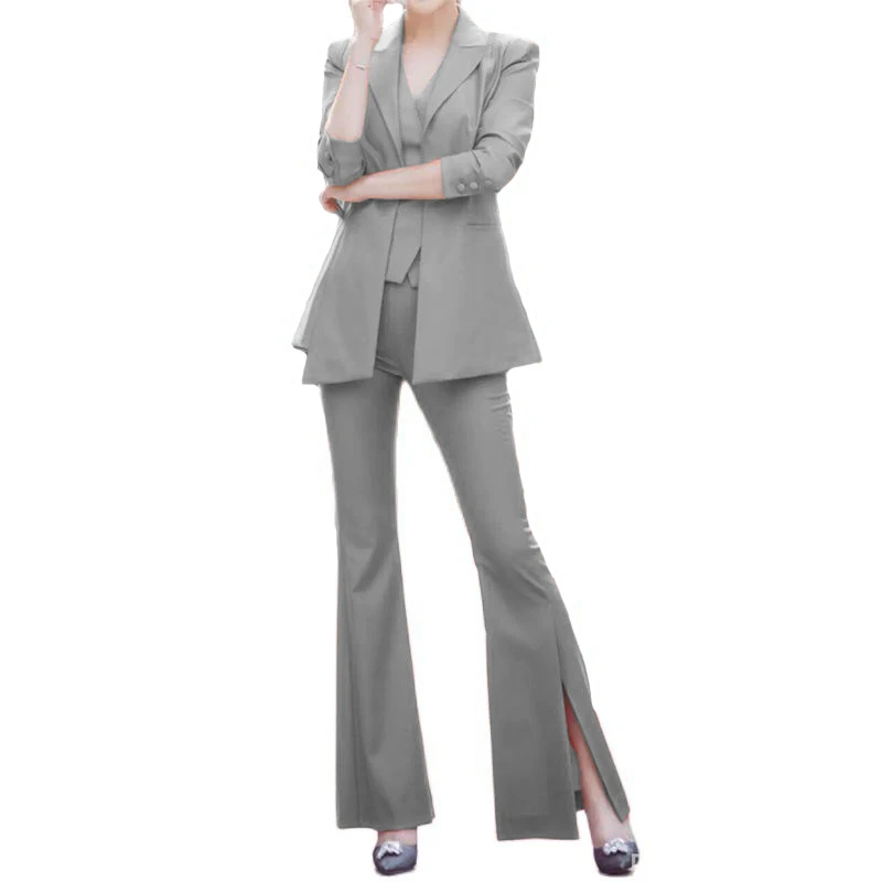 Женские костюмы из трех предметов деловой Блейзер брюки жилет коралловый