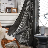 tribal style curtain blackout curtains cotton and linen room black white printing floating window decoration living the tulle