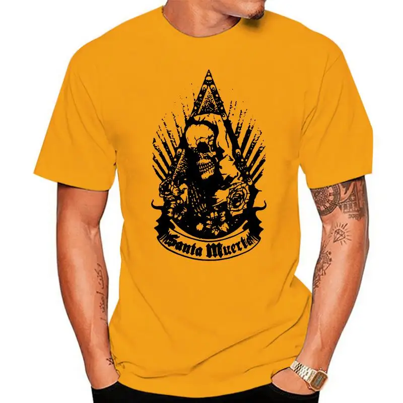 

Kaus Pria Print Kaus Katun Kasual Santa Muerte Kaus Ibu Muertos Tengkorak Kematian Meksiko Saint Death Goth Lengan Pendek