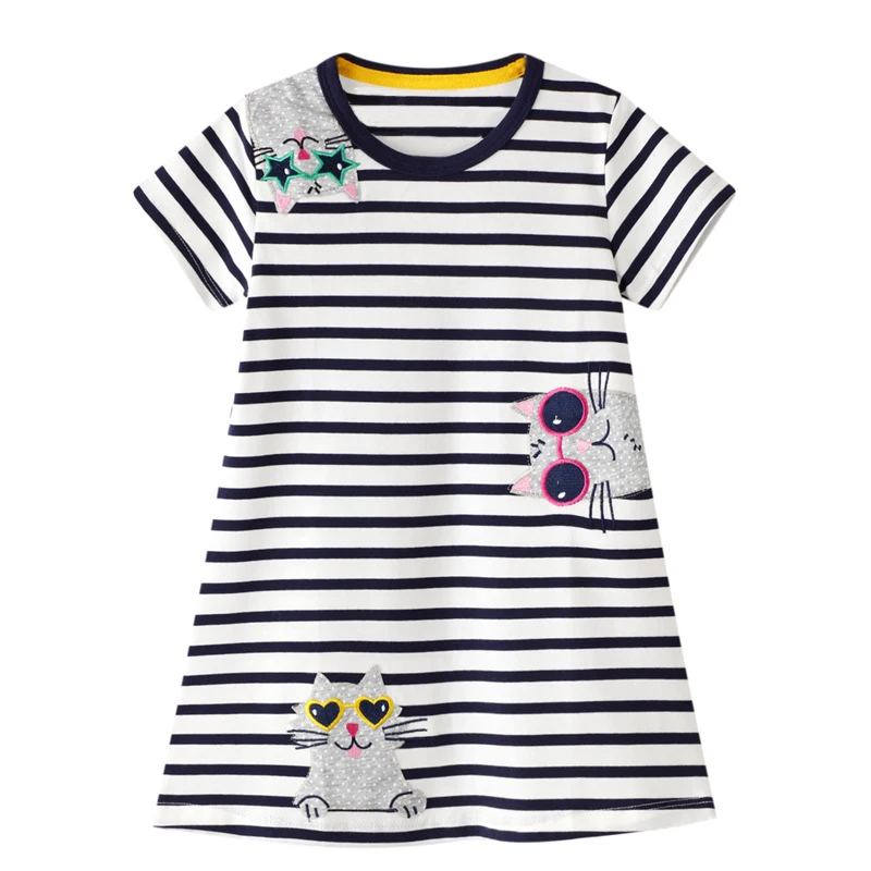 Детское хлопковое платье принцессы Эльзы с аппликацией животного | Детская