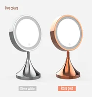 LED Makeup Mirror 8 Inch HD Vanity Mirror Desktop Adjustable Touch Control Brightness Cosmetic Mirrors 5x Magnification