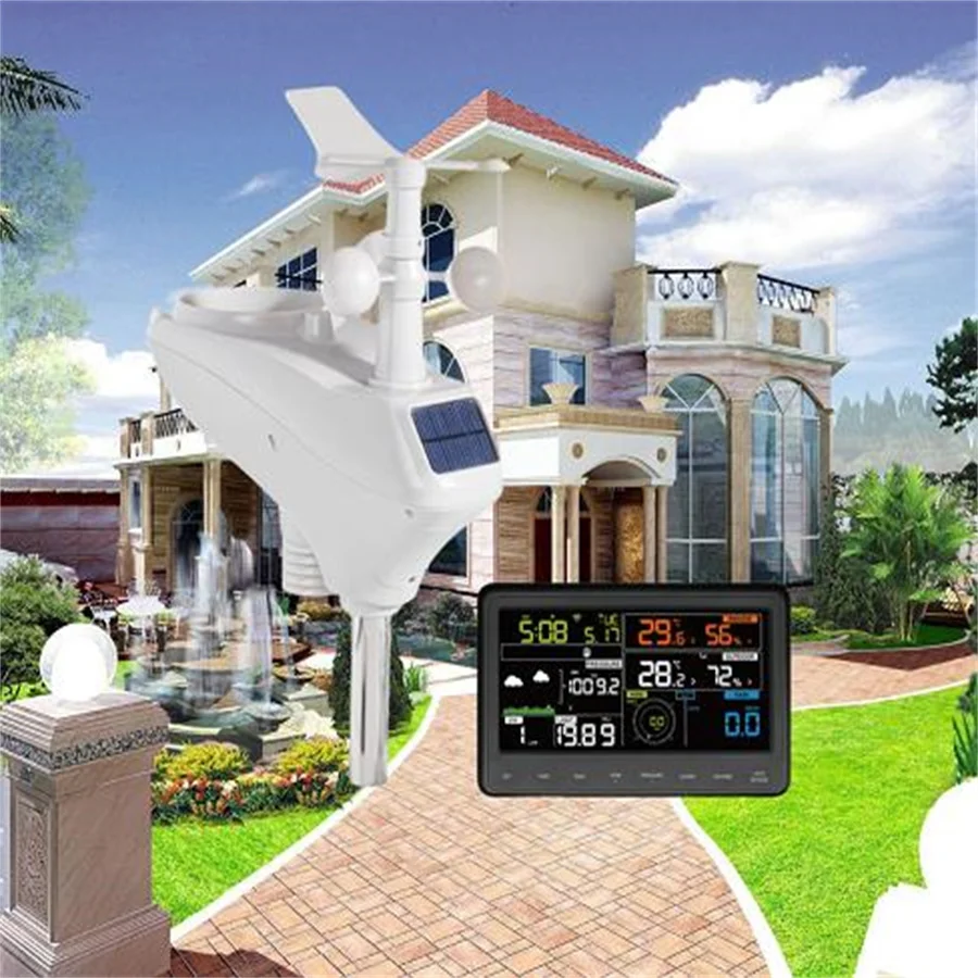Фото Беспроводная метеостанция на солнечной энергии Rd Hws 04 с Wi-Fi 433 МГц для домашней прогнозации погоды №4