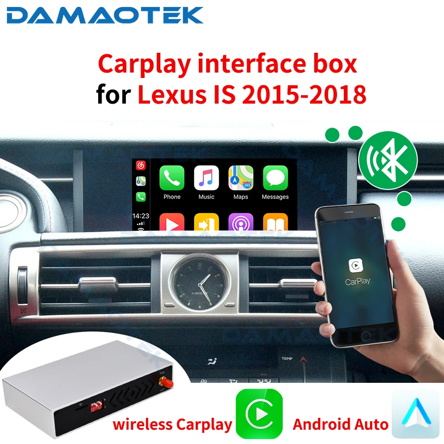 

DamaoTek 8" Wireless Apple Carplay Andrroid Auto Upgrade interface box for Lexus IS 2015 - 2018 Revers Camera Car Play Functions