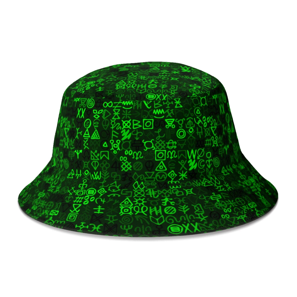 

Summer Digital Matrix Code Hacker Crypto Alien Bucket Hat for Women Men Outdoor Travel Foldable Bob Fishing Hats Panama Gorros