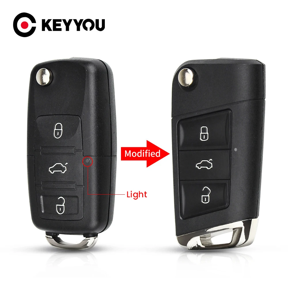 

KEYYOU 40x Modified 3 BNT Remote Key Shell Flip Folding Car Key Case For VW Golf 4 5 Passat B5 B6 Polo Touran Jetta Seat Skoda