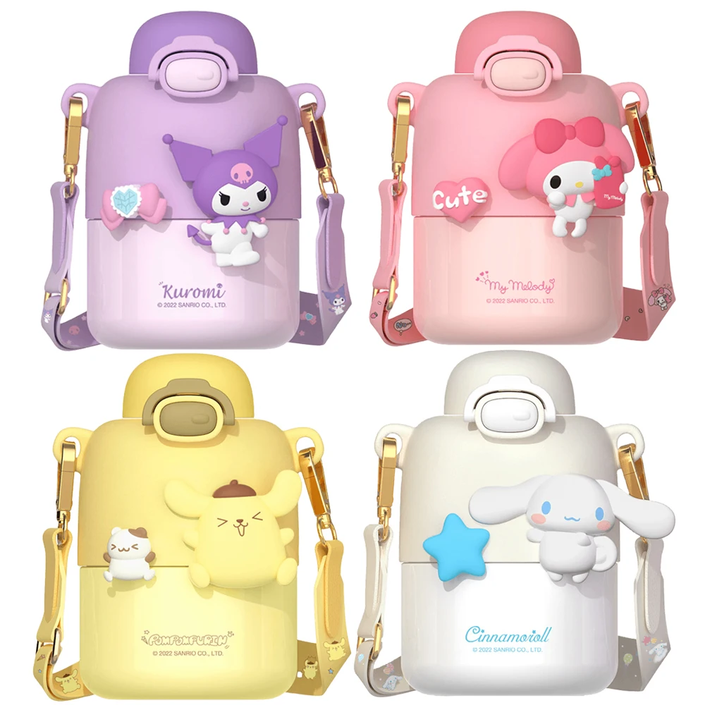 

Sanrios Anime Outdoors Pipette Water Cup Kuromi Cinnamoroll My Melody Pompom Purins Children Cartoon Cute Plastic Cup