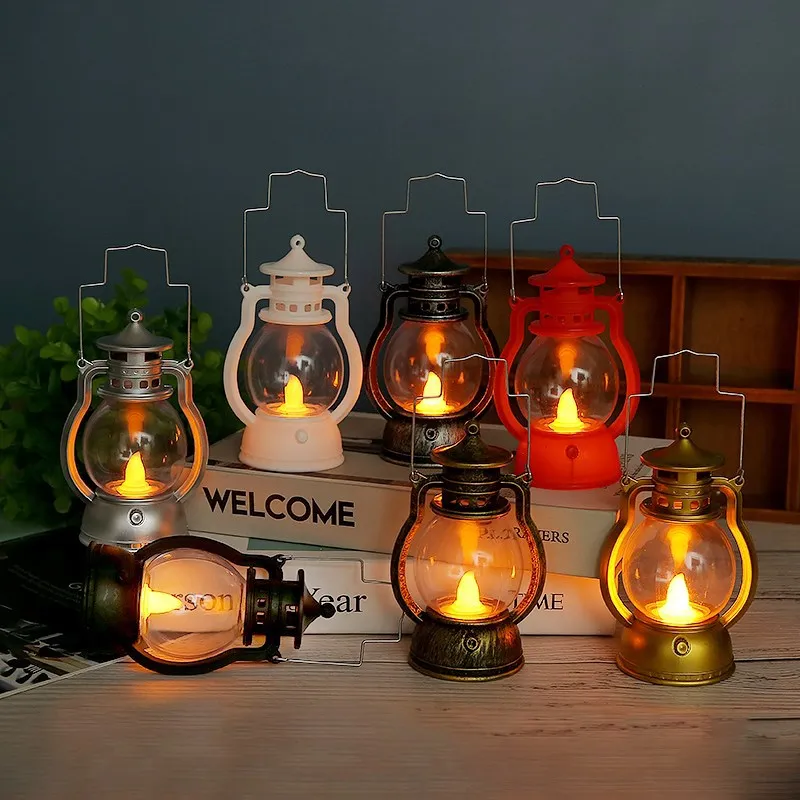

Old-fashioned Artificial Kerosene Lamp Kawaii Santa Claus Pumpkin Plastic Lantern Christmas Halloween Festival Decoration