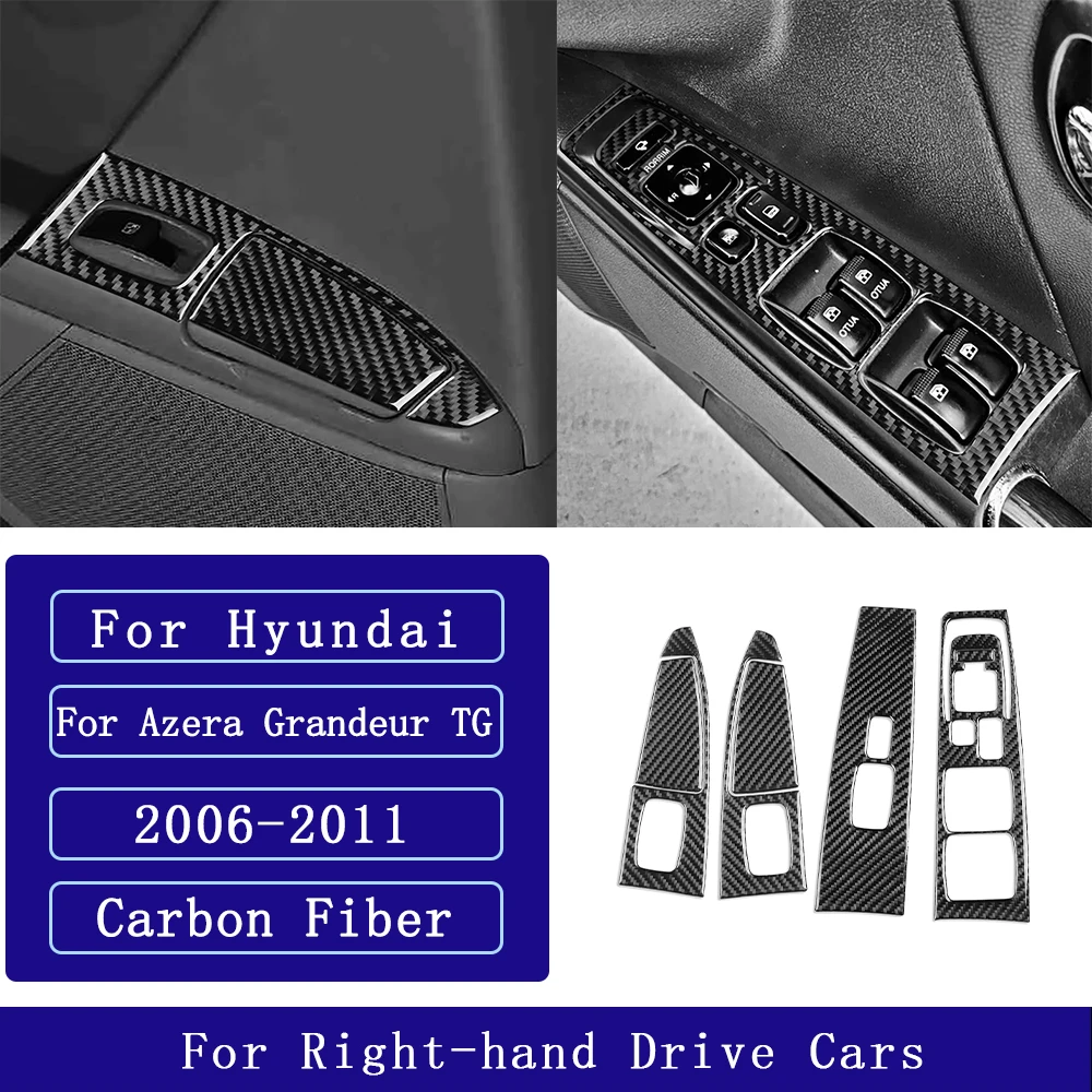 Для Hyundai Azera Grandeur TG 2006-2011: наклейки из углеродного волокна для панели управления стеклоподъемниками, аксессуары для интерьера автомобиля, декоративные наклейки. (art.: 3920d8a294657) - 3920d8a294657