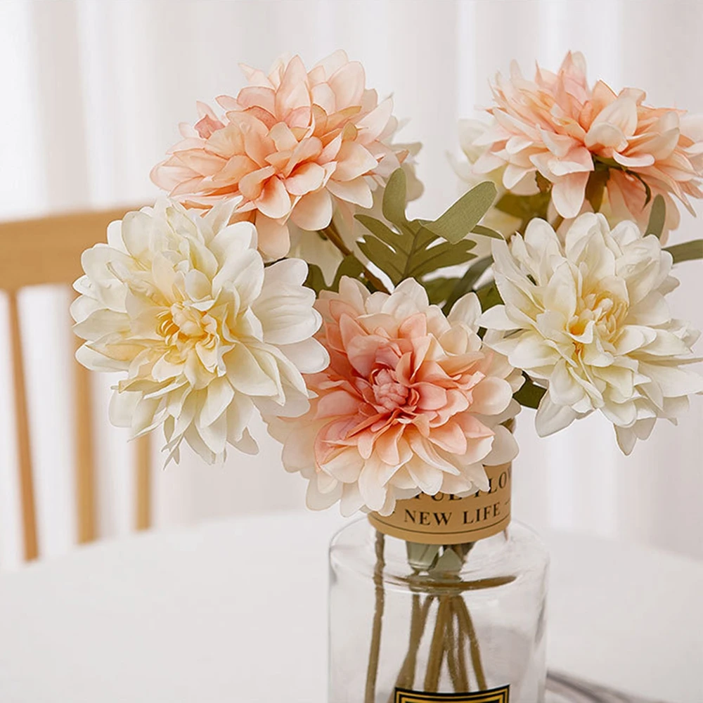 

38CM Beautiful Artificial Peony Flowers Silk Dahlia Branch Autumn Decoration for Home Wedding Hydrangea Fake Flower Table Decor