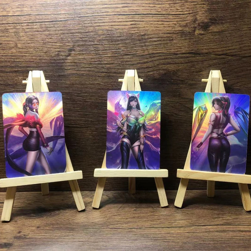 Набор из 3 штук карт Final Fantasy VII Refraction ACG с сексуальными кавайными девушками Аэрис и Тифой из аниме-сериала.