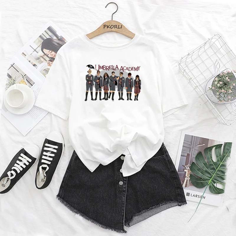 

Только после того, как Зонт Академии Harajuku футболка для женщин Графический команда Диего аниме футболка Повседневная Детская футболка 90s фут...