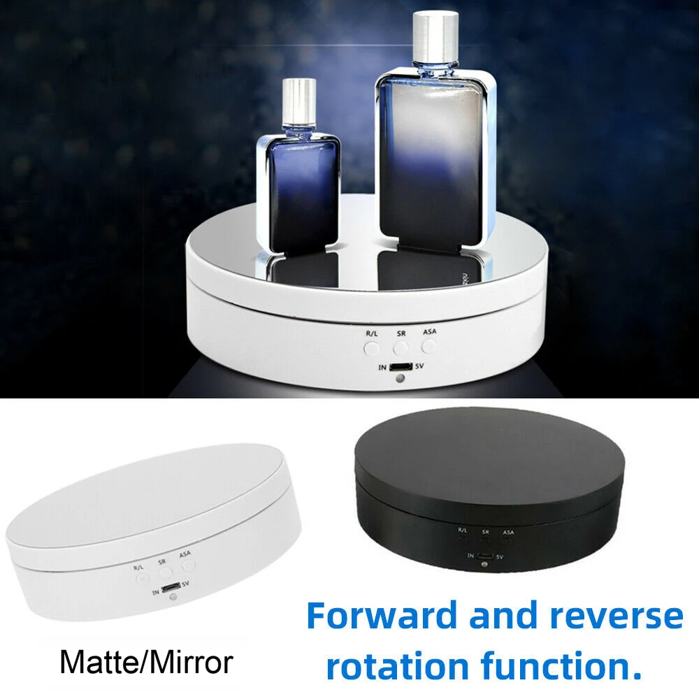 

3 Speeds Electric Rotating Display Stand Mirror 360 Degree Turntable Jewelry Holder Battery for Photography Video Shooting Props