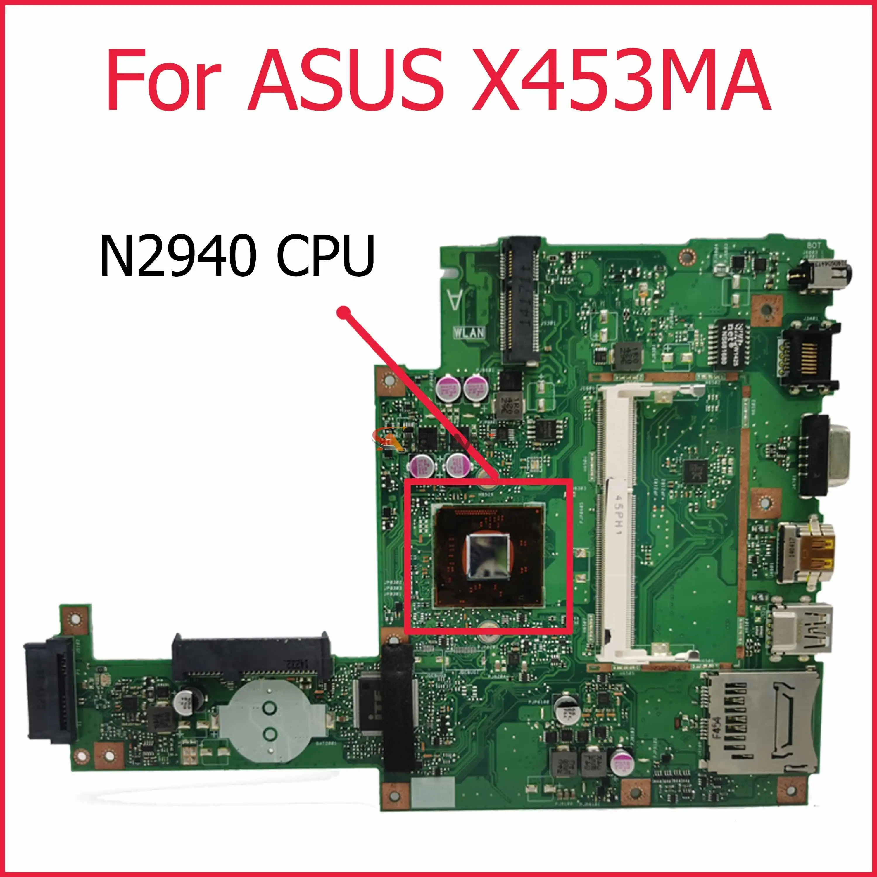 

SAMXINNO Mainboard For ASUS X453MA N2940 Laptop motherboard 60NB04 REV.2.0 DDR3 Tested OK
