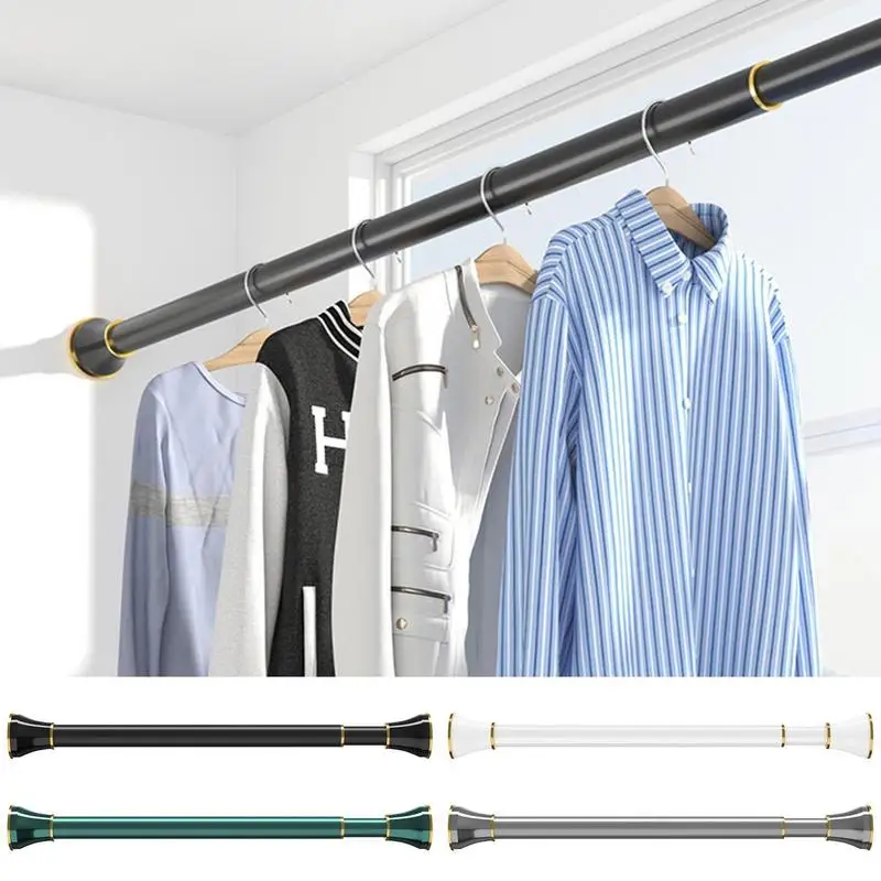 

Stainless Steel Curtain Rod Telescopic Strong Bearing Clothes Rail Non Slip Shower Rods For Bathroom Shower Bars Hanging Rods