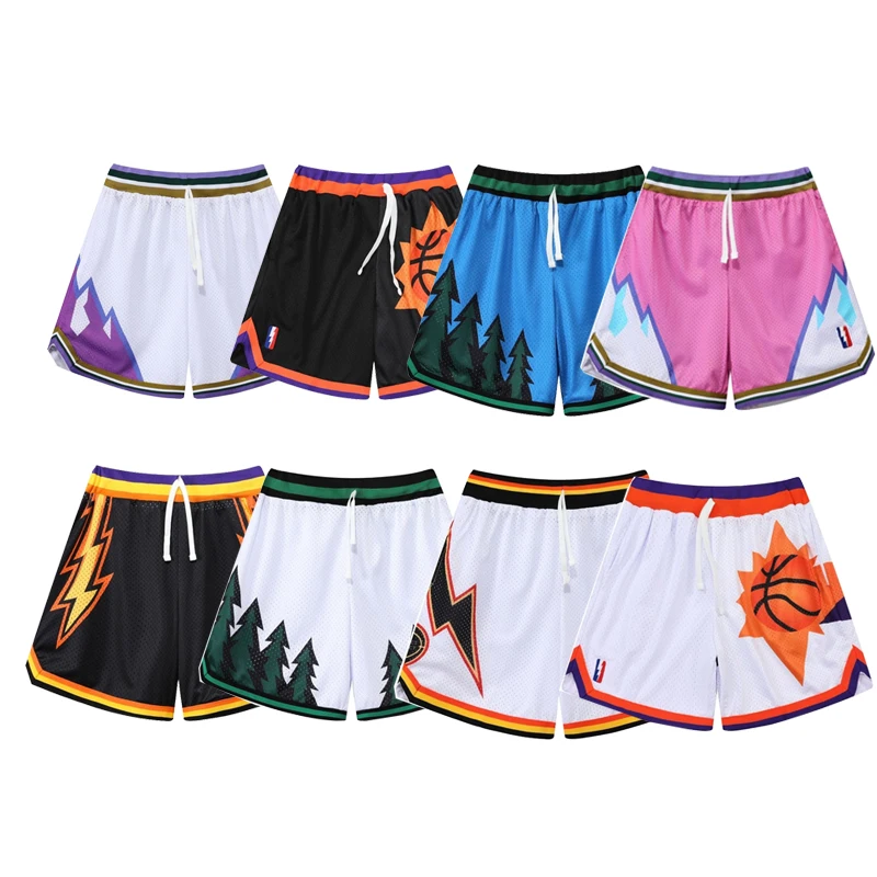 2023 New Basketball Shorts Outdoor Sports Fitness Beach Pants Spliced Printed Elastic Drawstring Waistband Training Ventilation