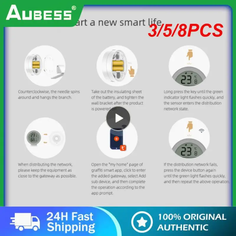 

3/5/8PCS Tuya Zigbee Zigbee Temperature Humidity Sensor Intelligent Linkage High Precision Sensor Tuya/ Smart Life Tuya