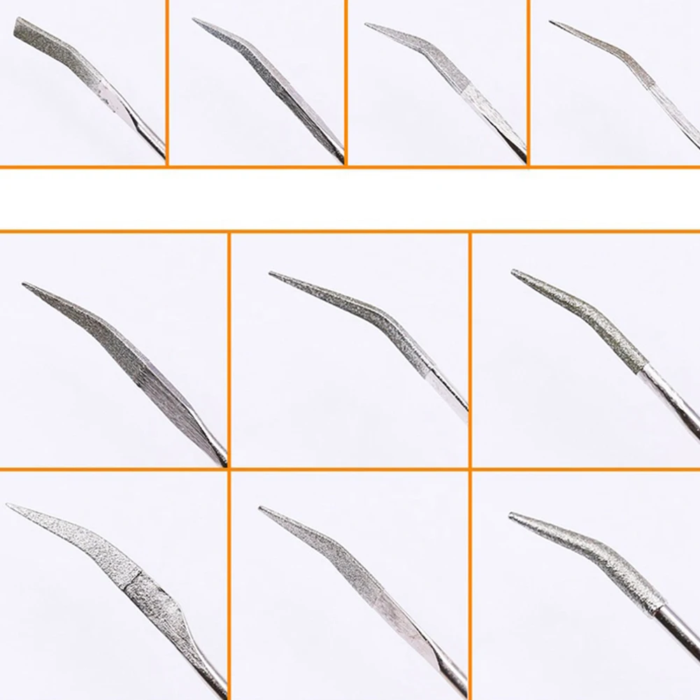 

10PCS 3*140mm Diamond File Bend Head File Grinding Polishing Engraving Cutting Tool For Jade Ceramics Glass Crystal Metal