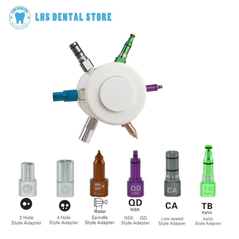 

Dental Handpiece Cleaning Oil Lubricator With 6 Style Connector Portable Maintenance Tools