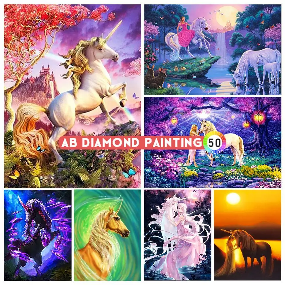 

5D Diamond Painting Animal Unicorn Horse Dream Rhinestone Art Picture Diamond Mosaic Cross Stitch Kit AB Crafts Home Decoration