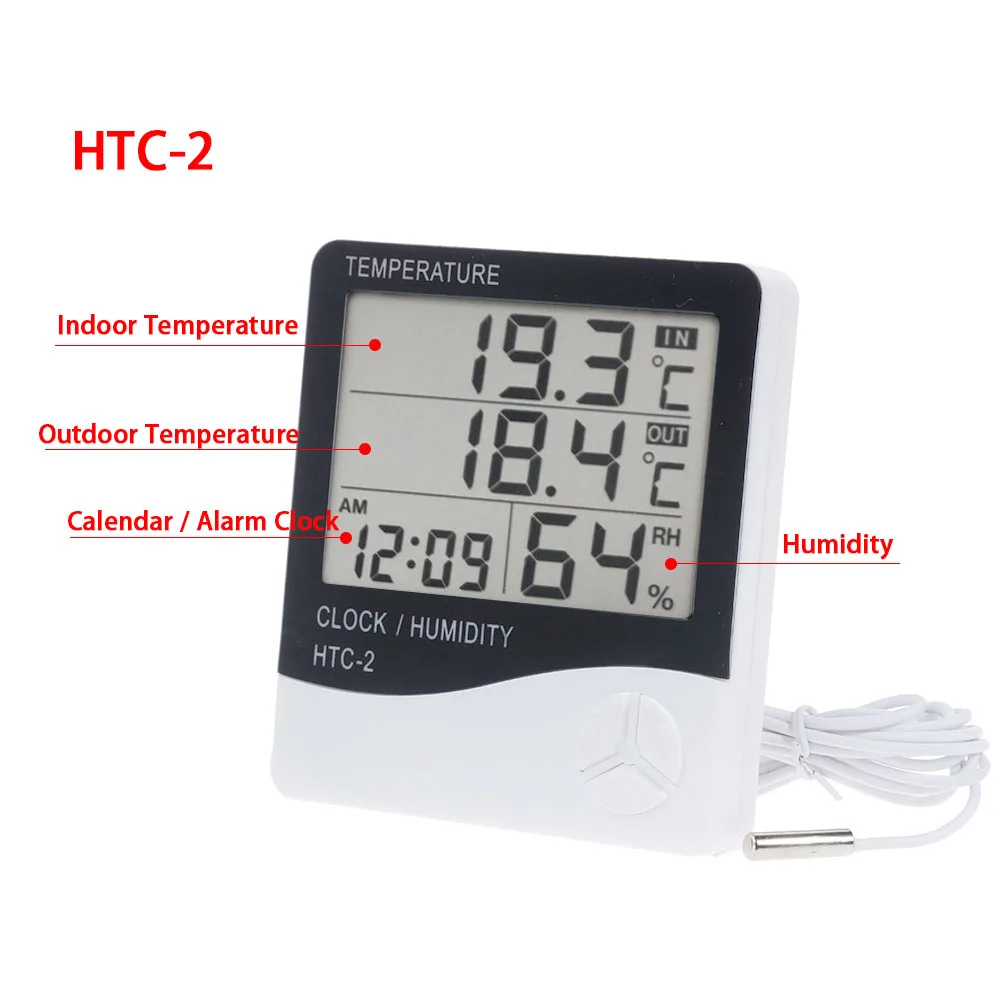 digital lcd electronic thermometer humidity meter hygrometer weather station indoor with alarm clock htc 1 htc 2 free global shipping