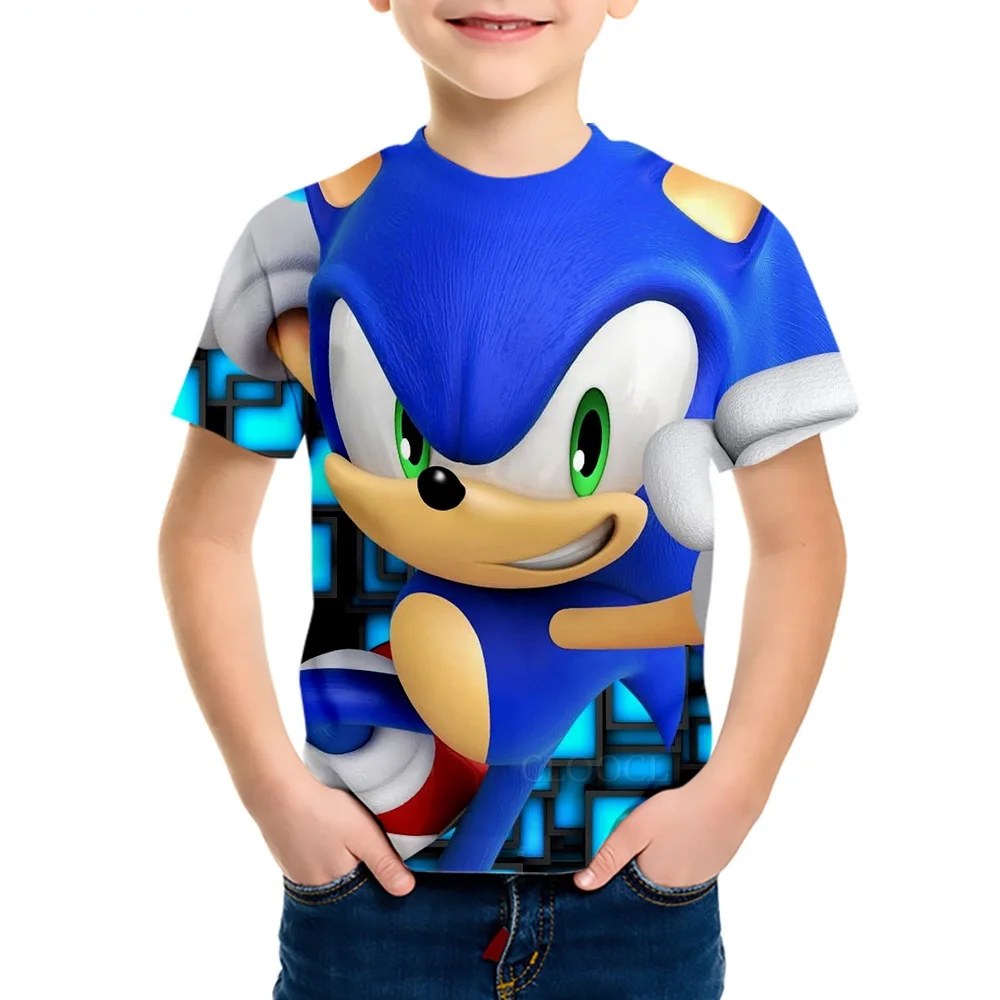 

CLOOCL Kids T-shirt Sonic Cartoon Superhero 3D Pattern Tees Boy Girl Streetwear Short Sleeve Tees Daughter Costume Children Tops