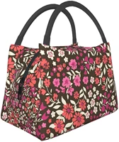 floral reusable cooler tote bag leakproof thermal lunch box for kids adult office work picnic beach travel