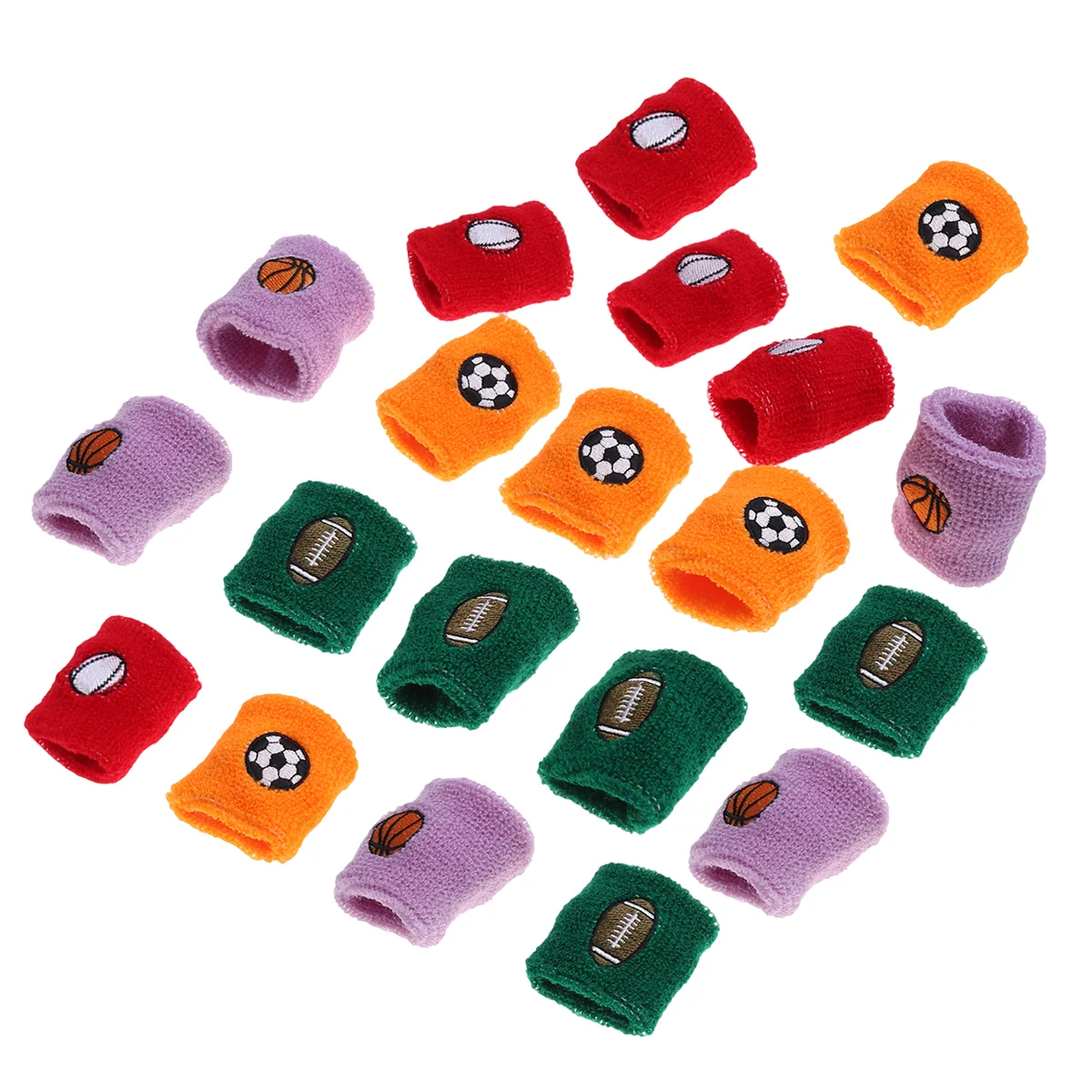 

20pcs Sports Wristband Bracers Basketball Football Rugby Pattern Wrist Guard Stretchy Sponge Bands for Kids (Random Color and