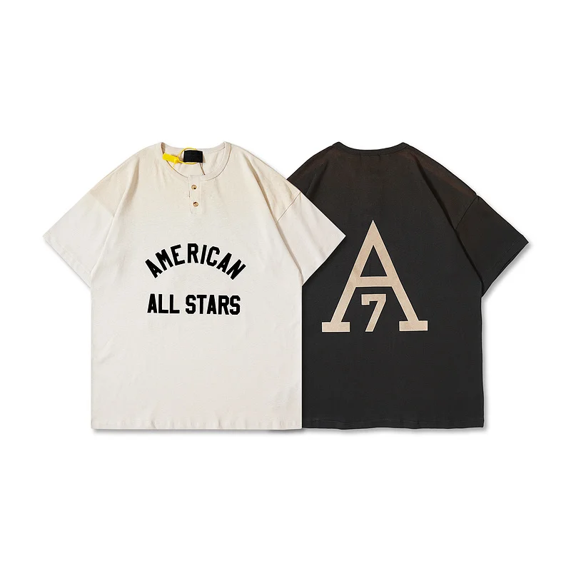 

2021 FG 6TH Collection American All Stars Flocking Women Men Botton Neck T shirts tees Hiphop Oversized Men Cotton T shirt Tops