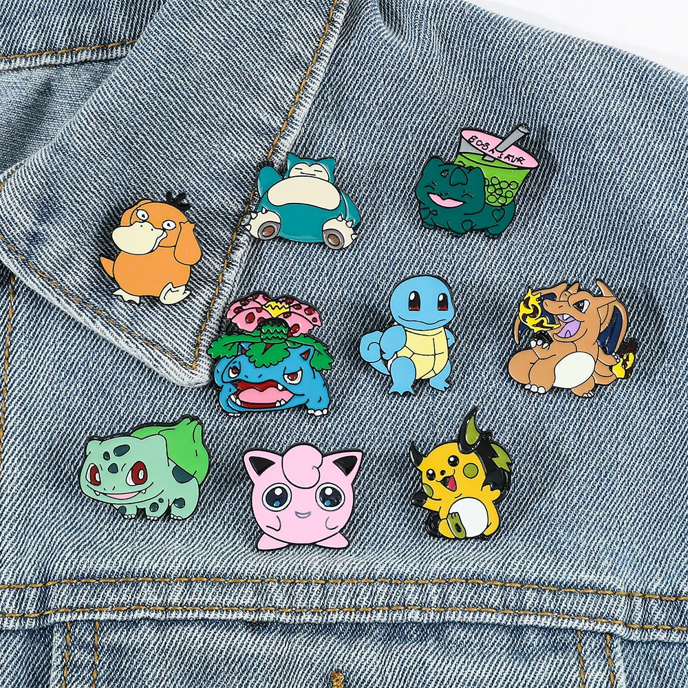 

Anime Pokemon Brooch Pikachu Gengar Psyduck Enamel Pin Cartoon Backpack Clothing Lapel Jackets Jeans Pins Decoration Gift