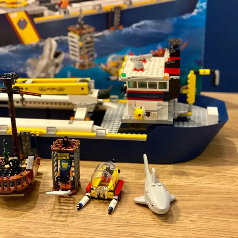 

Blocs de construction de navires de recherche Marine, ensemble de modèles de navires de Reconnaissance d'océan urbain, jouets d'