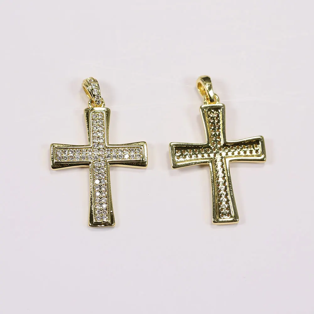 APDGG 5Pcs Natural Micro pave CZ Paved Virgin Mary Crucifix Religious Cross Pendant Charms For Necklace Jewelry Making DIY