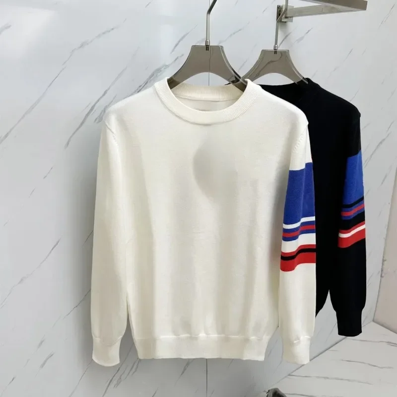 2024 модный брендовый теплый свитер в европейском стиле мужской полосатый с