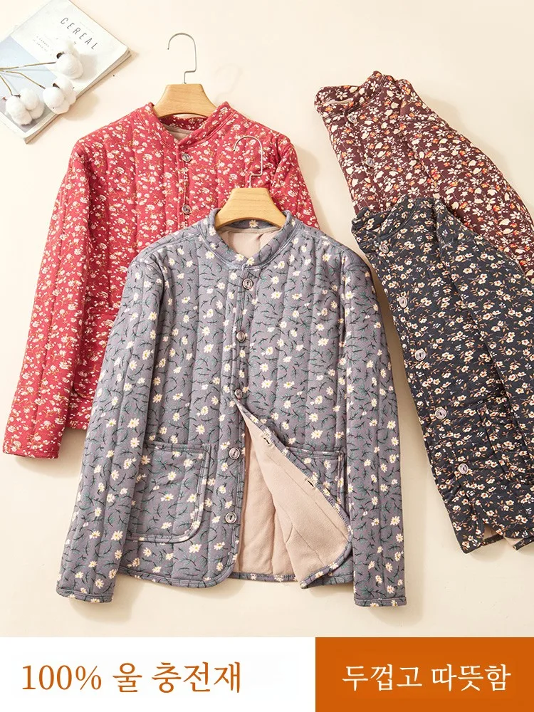 Флисовое пальто с хлопковой подкладкой для женщин среднего и пожилого возраста