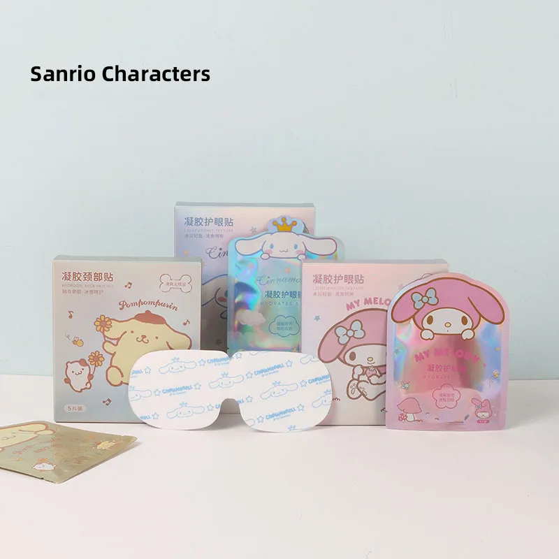 

5Pcs/set Sanrioed Cartoon Cinnamoroll Kawaii Gel Eye Patches Girls Heart My Melody Ice Cooling Patches Ice Masks Holiday Gifts