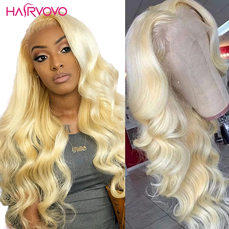 613 Blonde Transparent Lace Front Human Hair Wig Body Wave Lace Frontal Wigs for Women PrePlucked 180 Density 13x4 Wavy Remy Wig