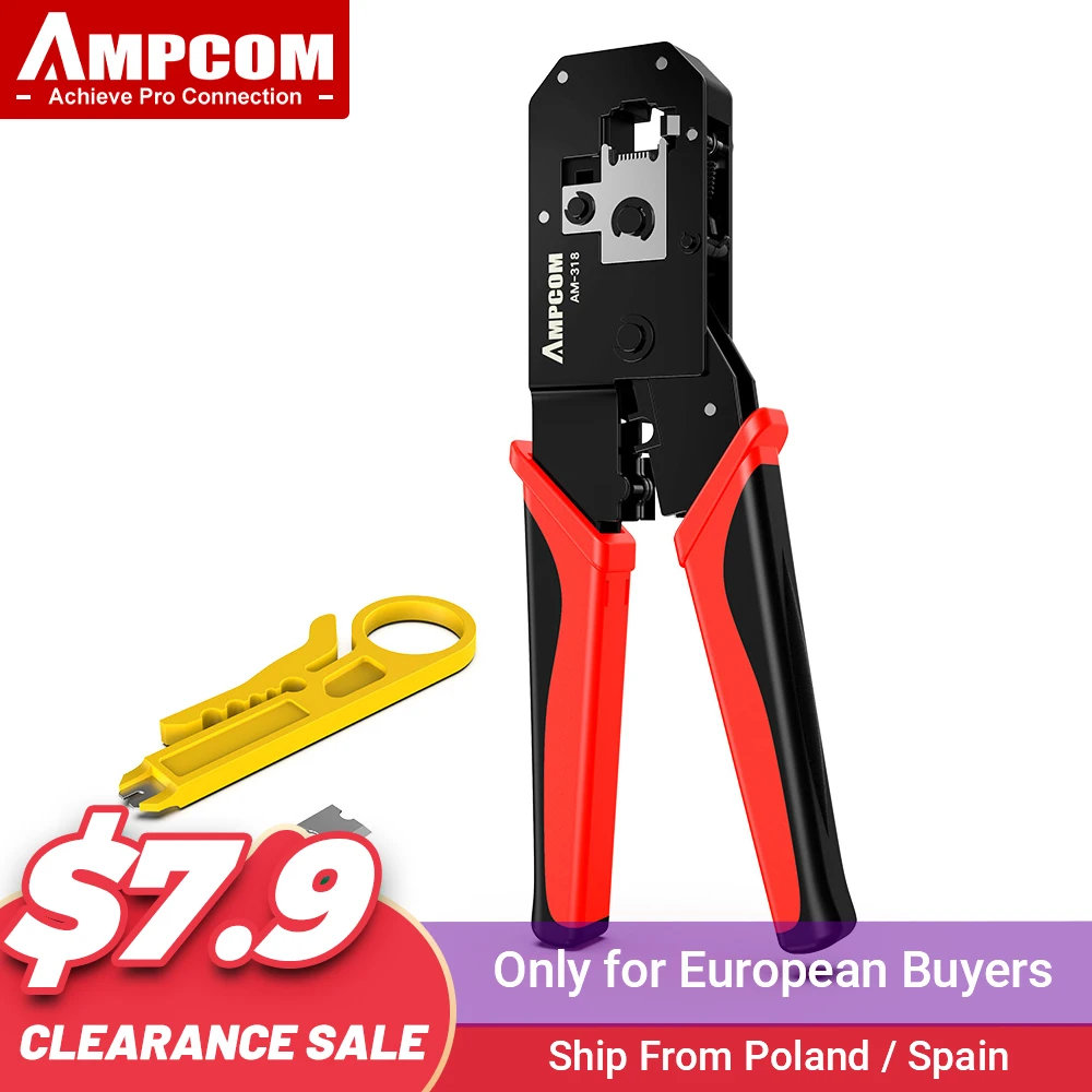 AMPCOM RJ45 обжимной инструмент Ethernet сетевой LAN Кабель Щипцы Резак для зачистки
