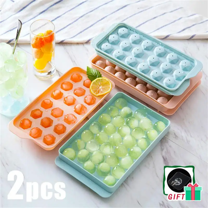

2pcs 33 Ice Boll Hockey PP Mold Frozen Whiskey Ball Popsicle Round Ice Cube Tray Box Lollipop Making Kitchen Tools Accessories